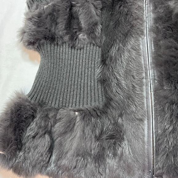 Metric Knits Genuine Rabbit Fur Vest Women Large Gray Full Zip Lined Used - Picture 4 of 9